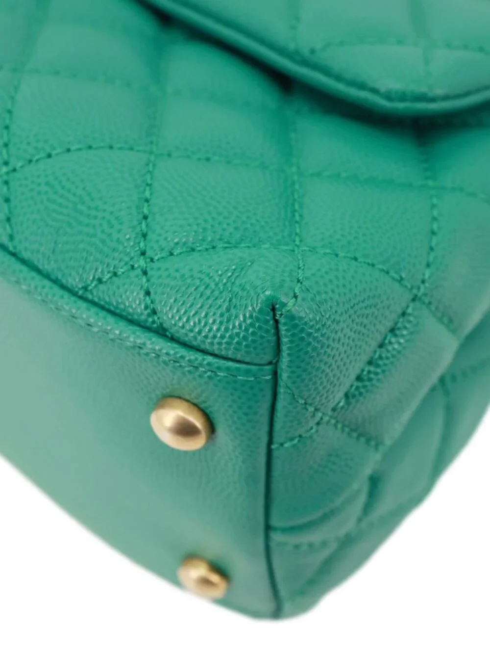 Chanel  Coco Handle Flap Small Quilted Caviar Leather Crossbody Bag Green